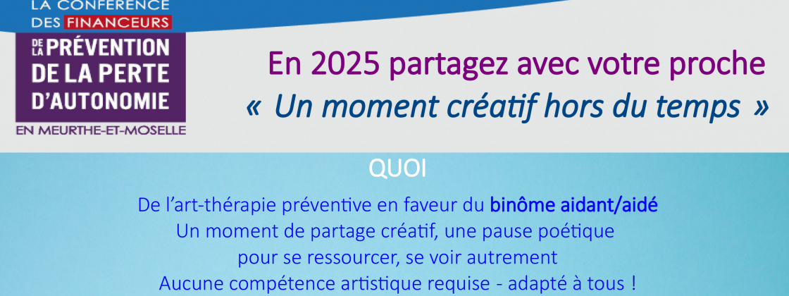 Espace-temps art-thérapeutique pour les Aidants de personnes en situation de handicap et un autre pour le binôme Aidant/Aidé.